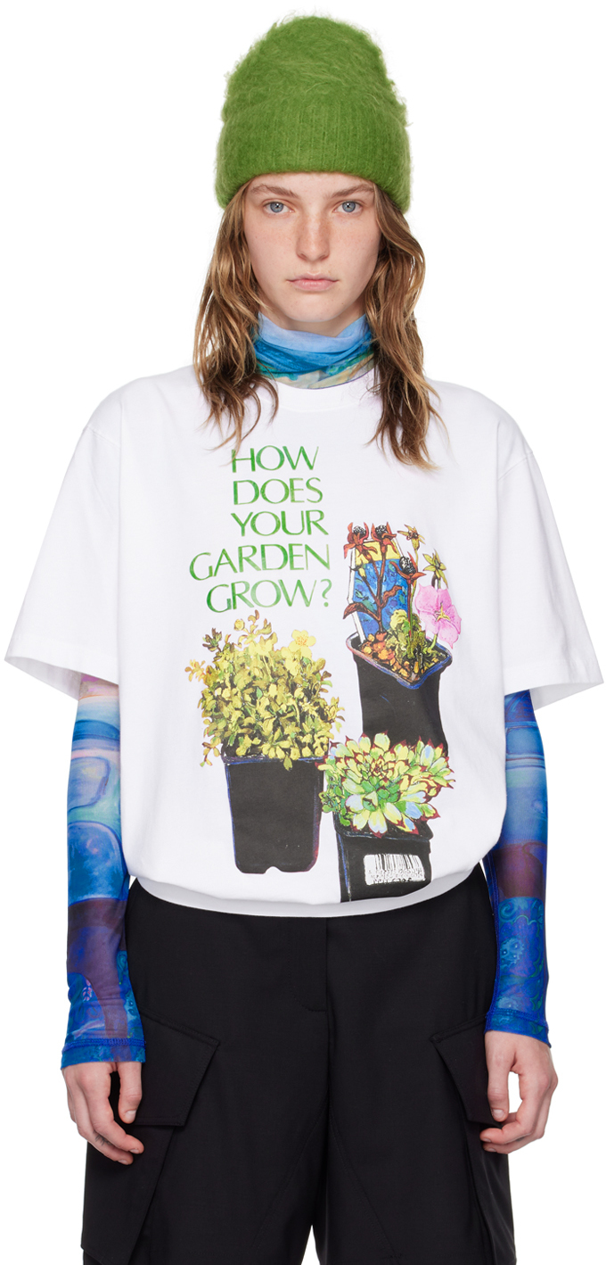 Shop Jw Anderson White Flower Pot T-shirt In 001 White