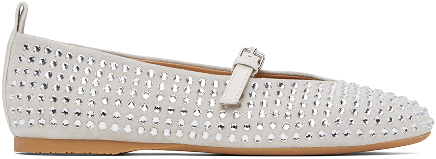 JW ANDERSON WHITE SUEDE MARY JANE BALLERINA FLATS 