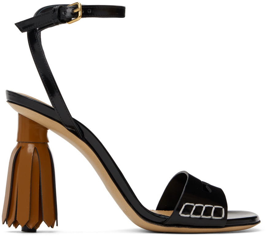 Black Tassel Heeled Sandals