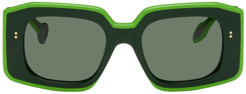 JW Anderson: SSENSE Exclusive Green Bumper Sunglasses | SSENSE