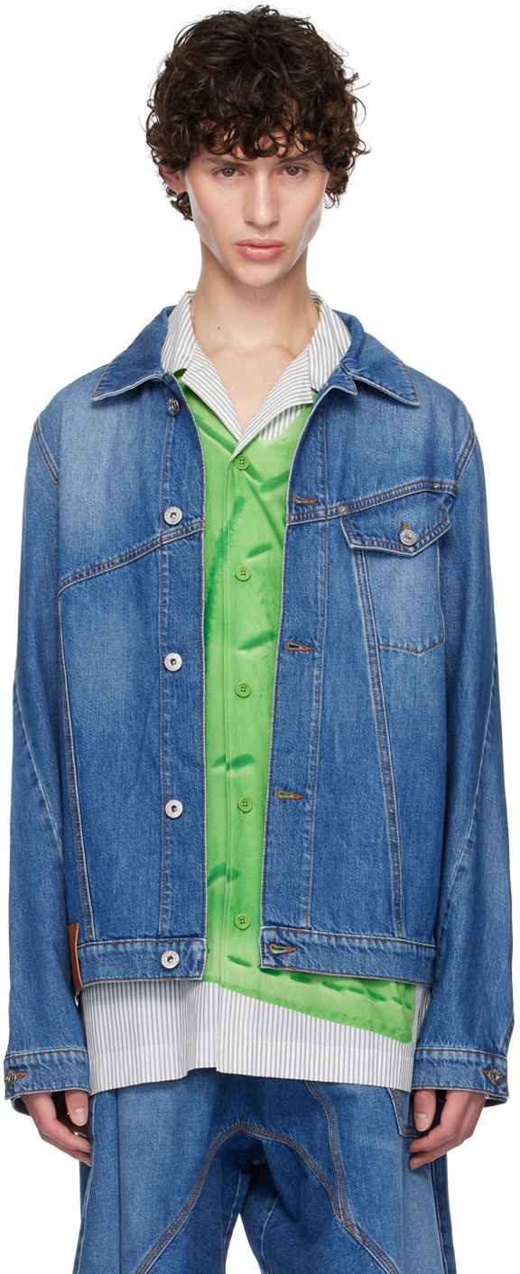 Blue Asymmetrical Denim Jacket