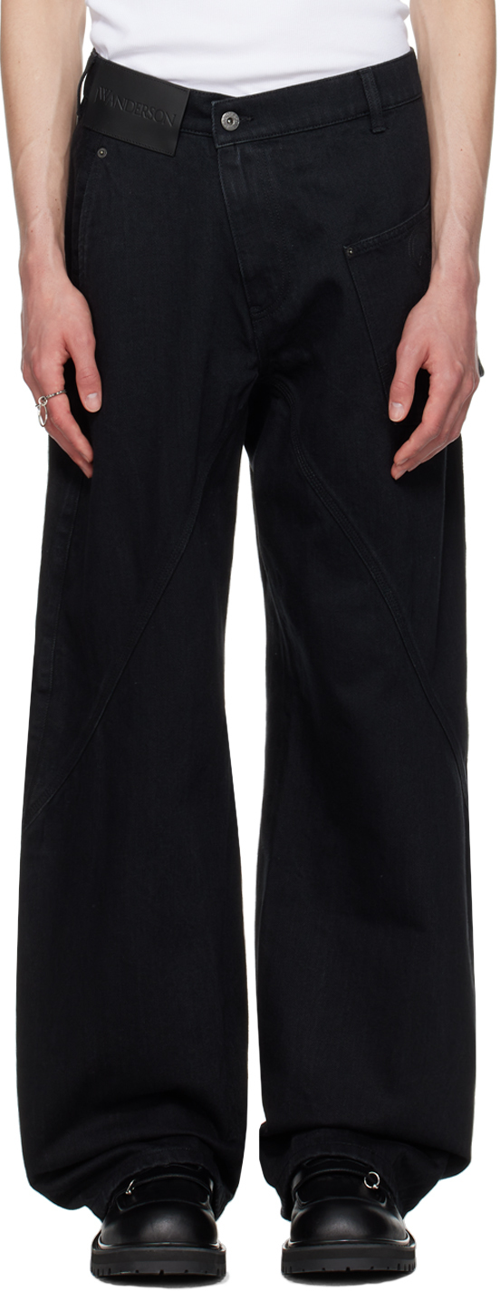 Shop Jw Anderson Black Twisted Workwear Jeans In 999 Black