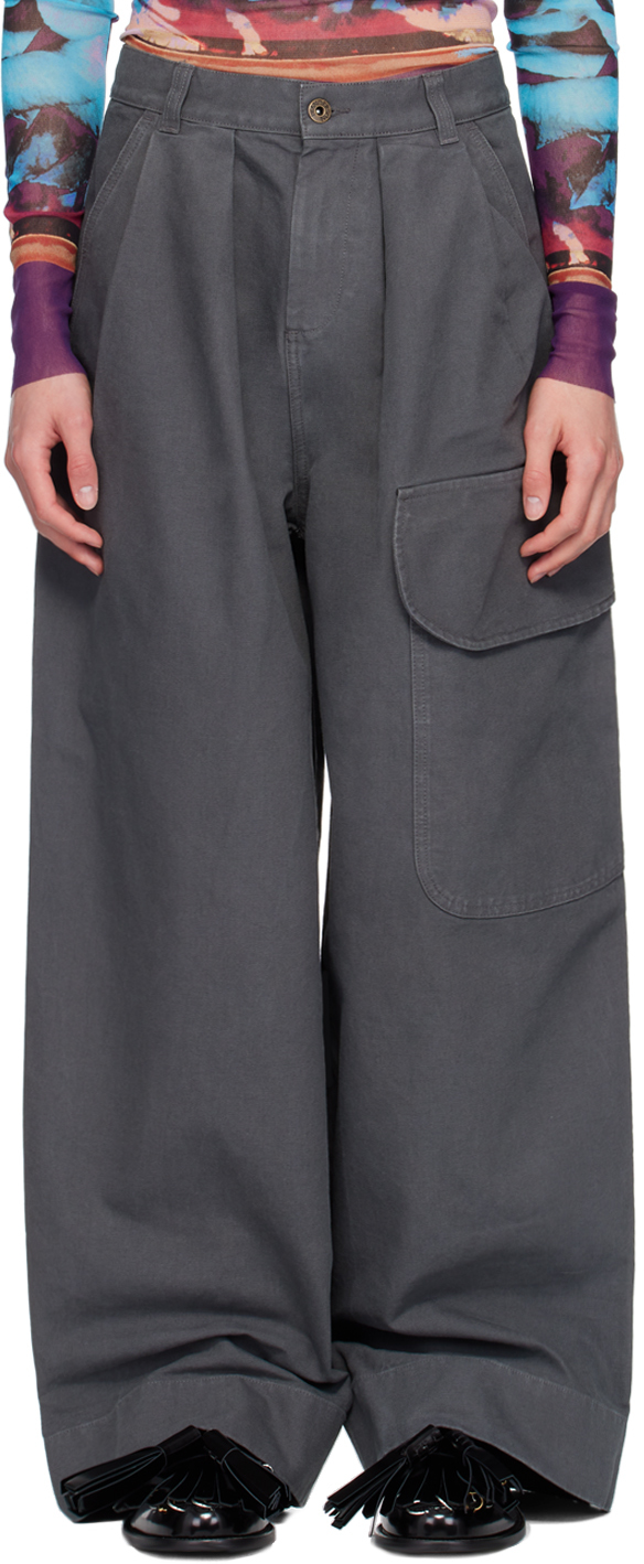 Gray Oversize Pocket Cargo Pants