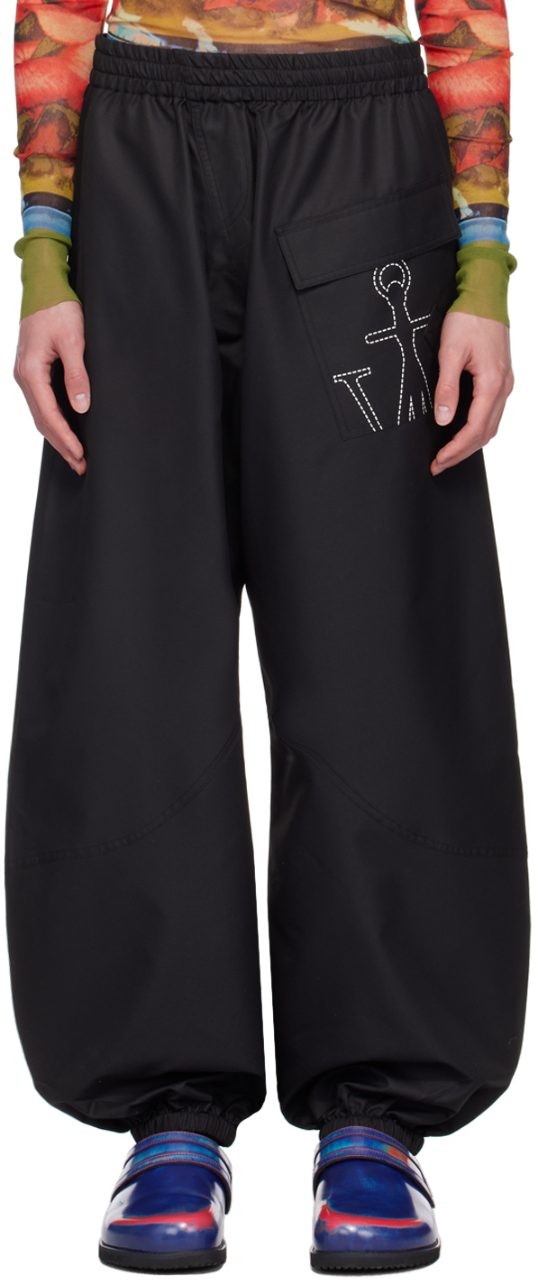 Shop Jw Anderson Black Twisted Track Pants In 999 Black