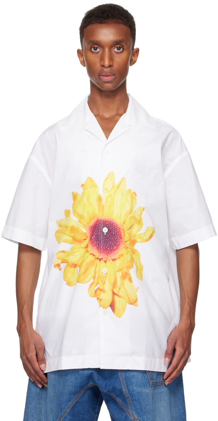 JW ANDERSON WHITE SUNFLOWER PRINT SHIRT 