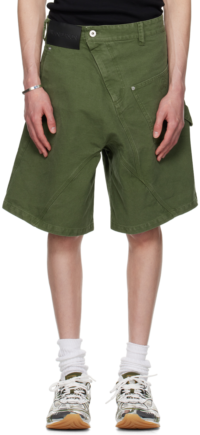 Green Twisted Workwear Shorts