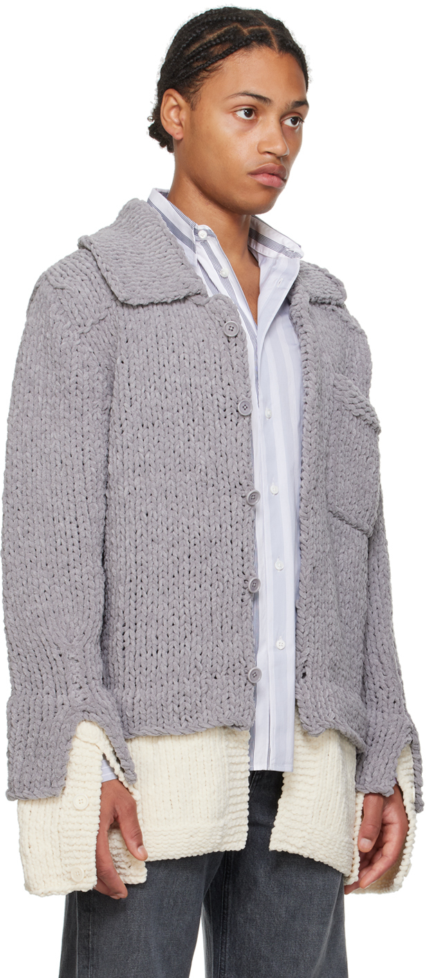 Jw Anderson Gray Drop Shoulder Cardigan In 906 Light Grey