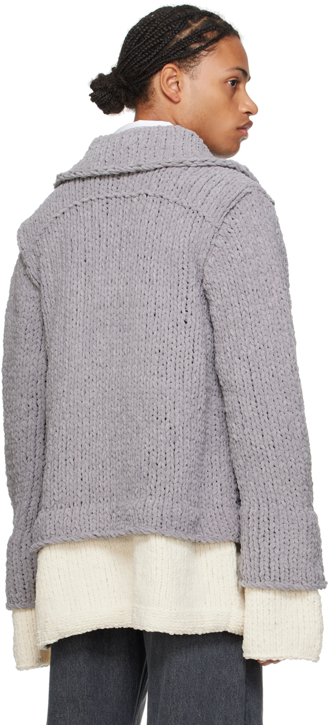 Jw Anderson Gray Drop Shoulder Cardigan In 906 Light Grey
