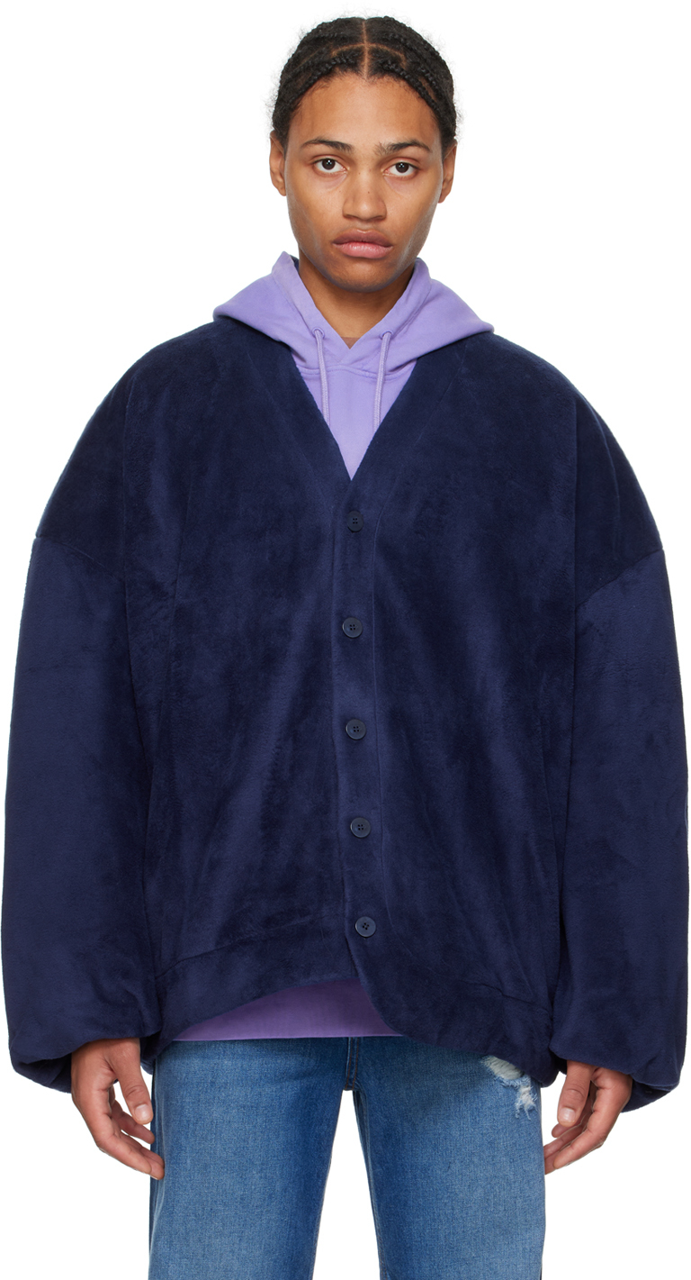 Shop Jw Anderson Navy Oversized Cardigan In 898 Dark Navy