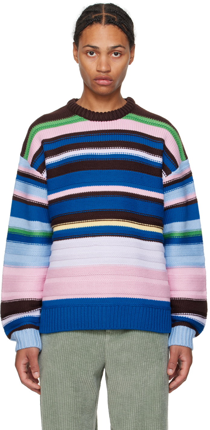 Shop Jw Anderson Multicolor Striped Sweater In 899 Blue/multi