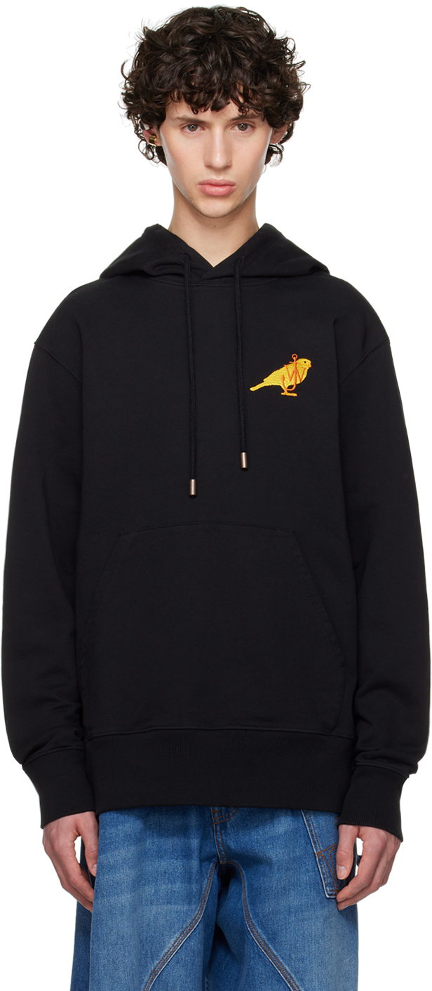 Jw Anderson Canary Cotton Jersey Hoodie In 999 Black