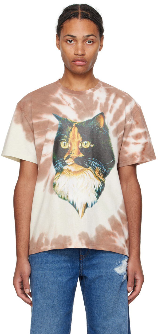 Shop Jw Anderson Multicolor Cat Print T-shirt In 619 Tobacco