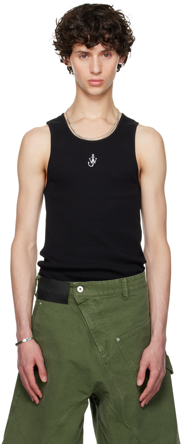 Shop Jw Anderson Black Anchor Logo Tank Top In 999 Black