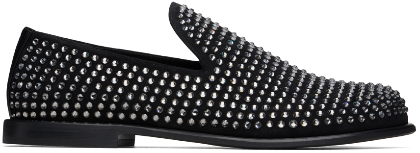 Jw Anderson Crystal-embellished Suede Loafers In 20090-001-black