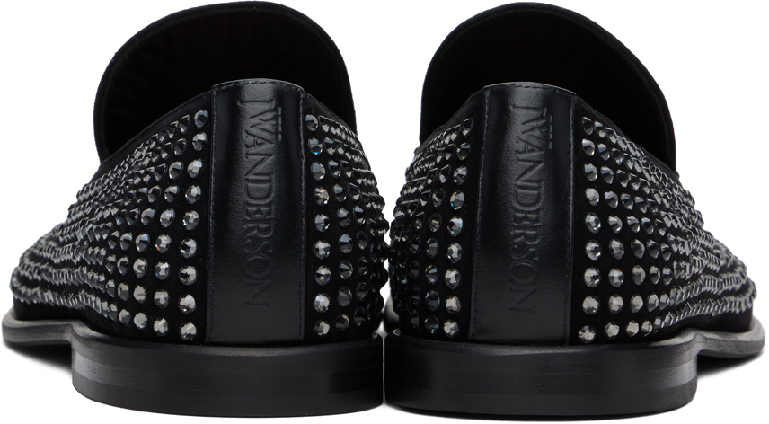 Jw Anderson Crystal-embellished Suede Loafers In 20090-001-black
