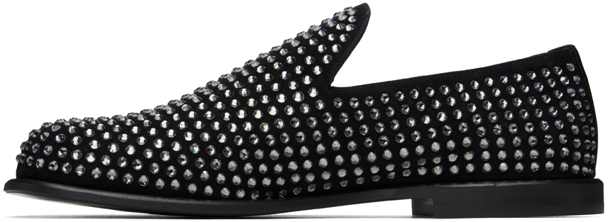 Jw Anderson Crystal-embellished Suede Loafers In 20090-001-black