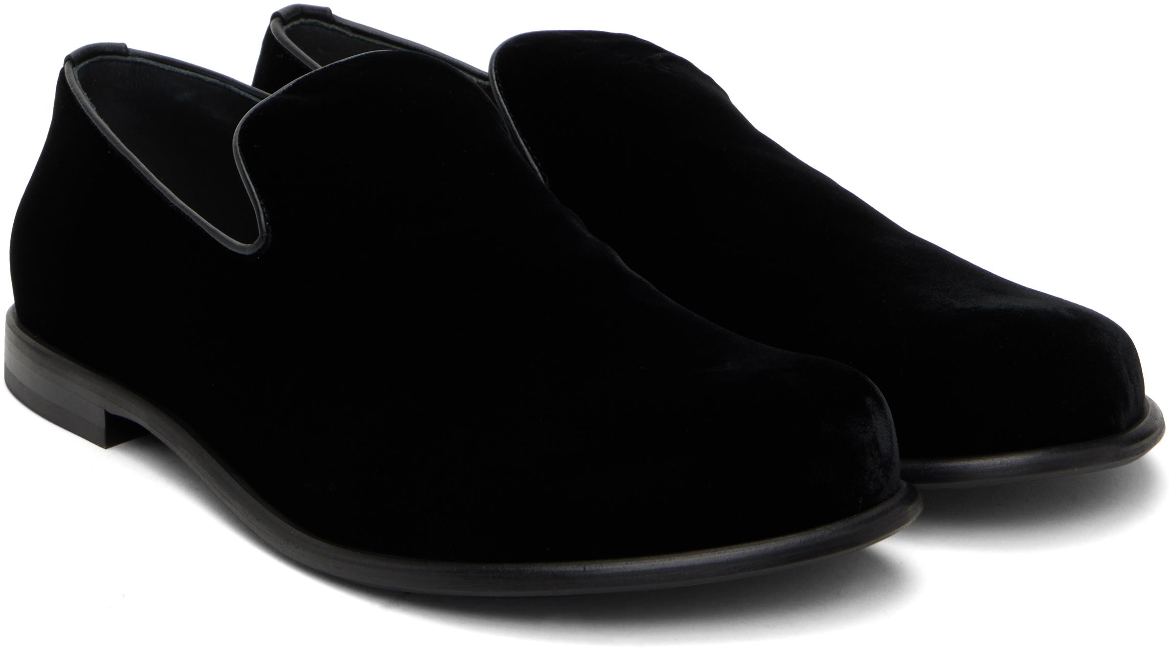 Jw Anderson Black Velvet Loafers In 20080-001-black