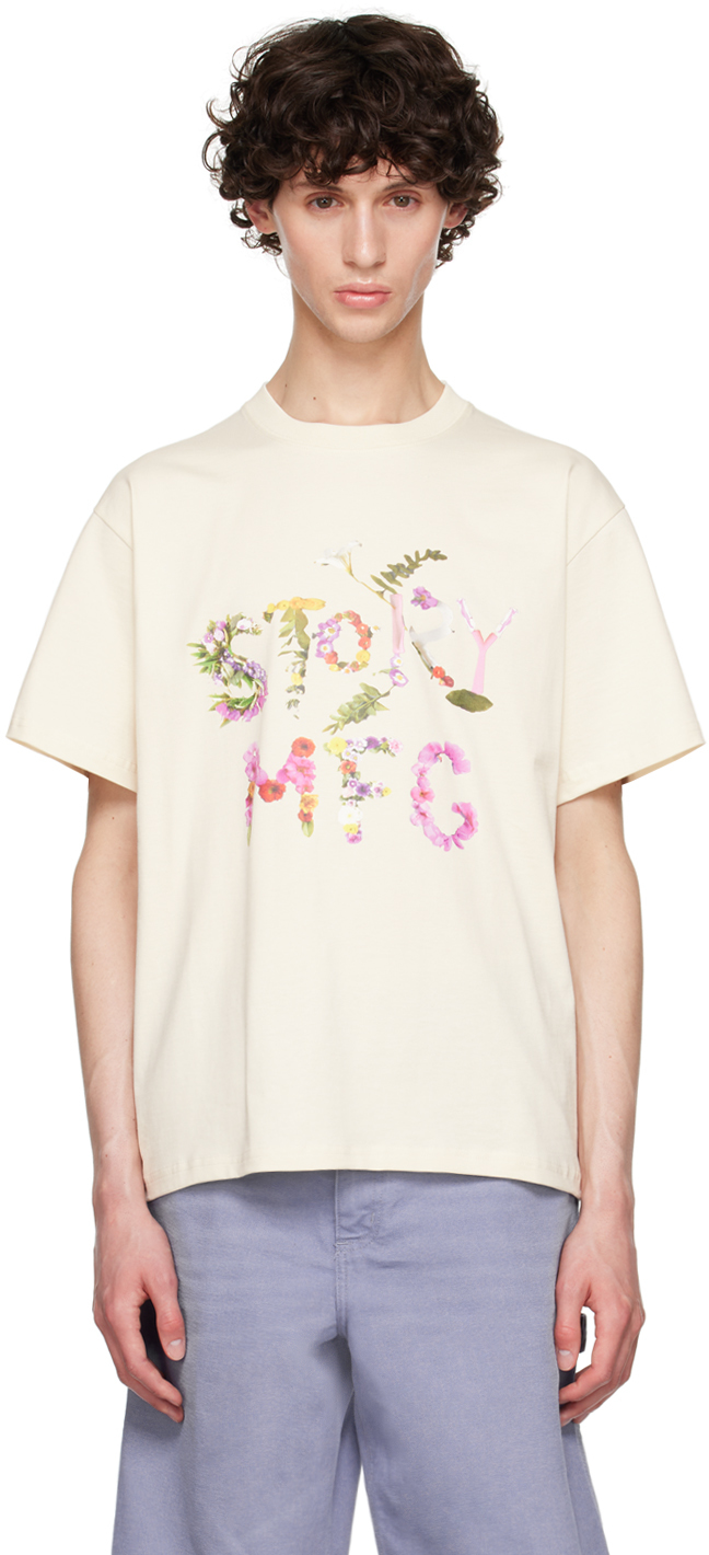 Story Mfg. Beige Grateful T-shirt In Ecru Flora