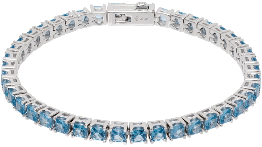 Silver & Blue Facet Tennis Bracelet