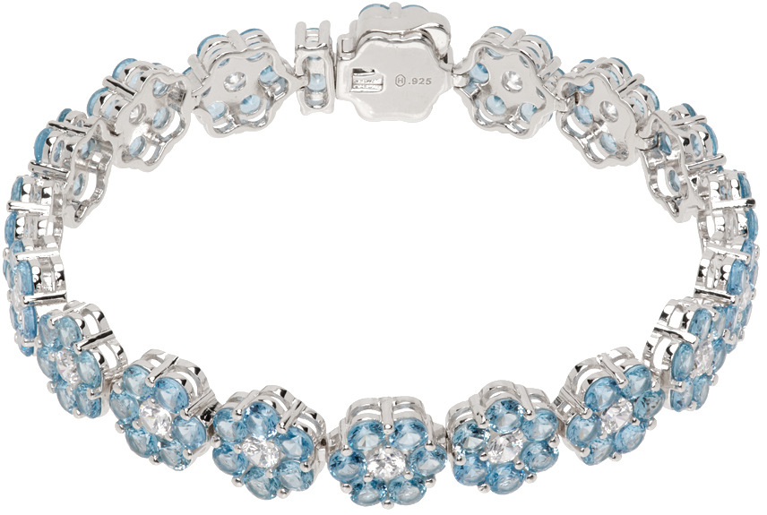 Silver & Blue Daisy Tennis Bracelet