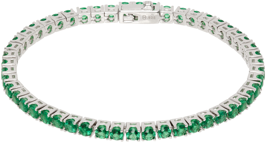 Silver & Green Classic Tennis Bracelet