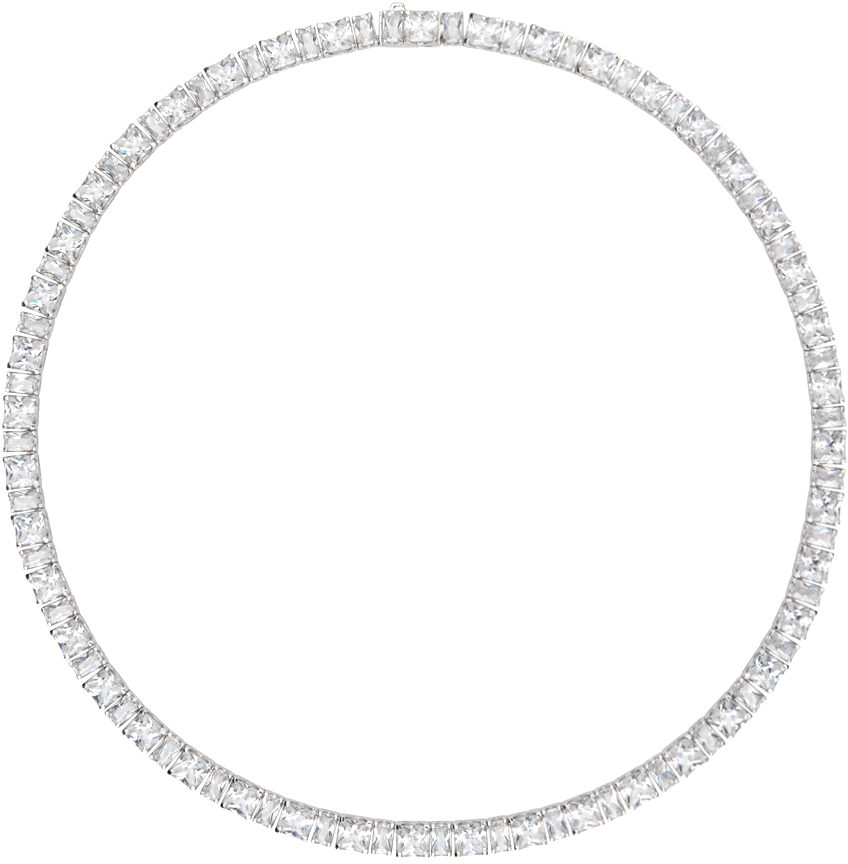 Shop Hatton Labs Silver Puzzle Tennis Chain Necklace In Silver/white