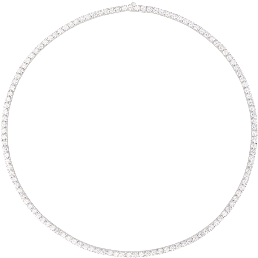 Shop Hatton Labs Silver Classic Tennis Necklace In Silver/white