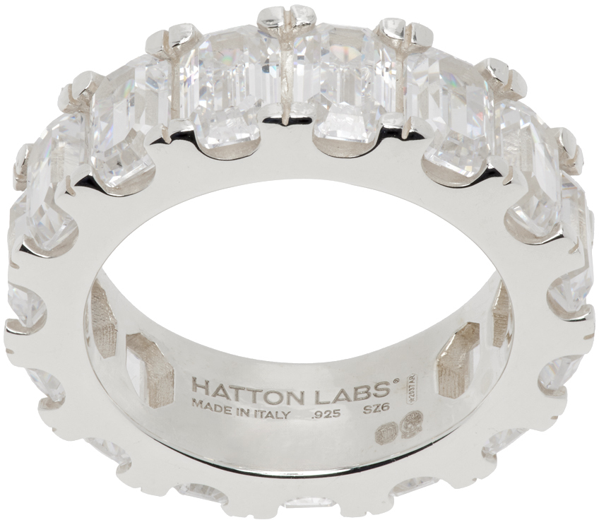 Shop Hatton Labs Silver Step Cut Eternity Ring In Silver/white