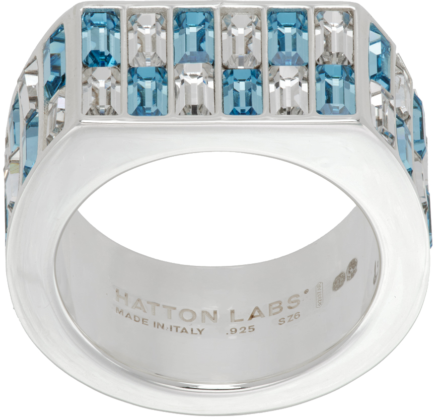 Shop Hatton Labs Silver Mirage Ring In Silver/topaz