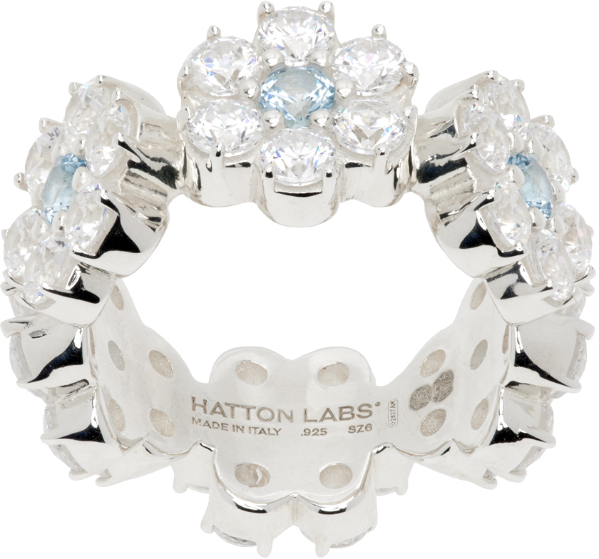 Shop Hatton Labs Silver Daisy Eternity Ring In Silver/aqua