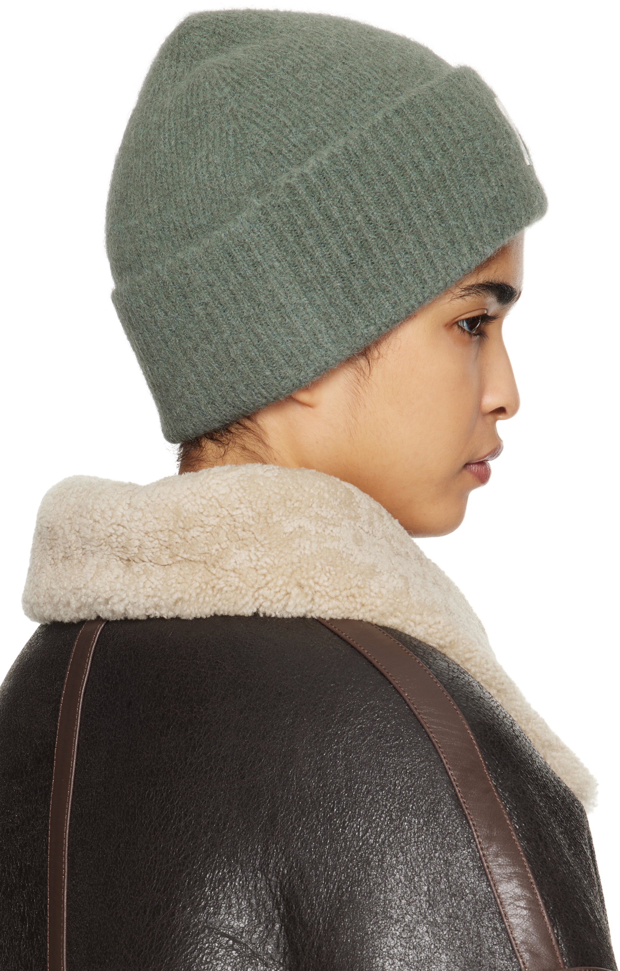 Ami Alexandre Mattiussi Green Ami De Coeur Beanie In Antique Clay/4013