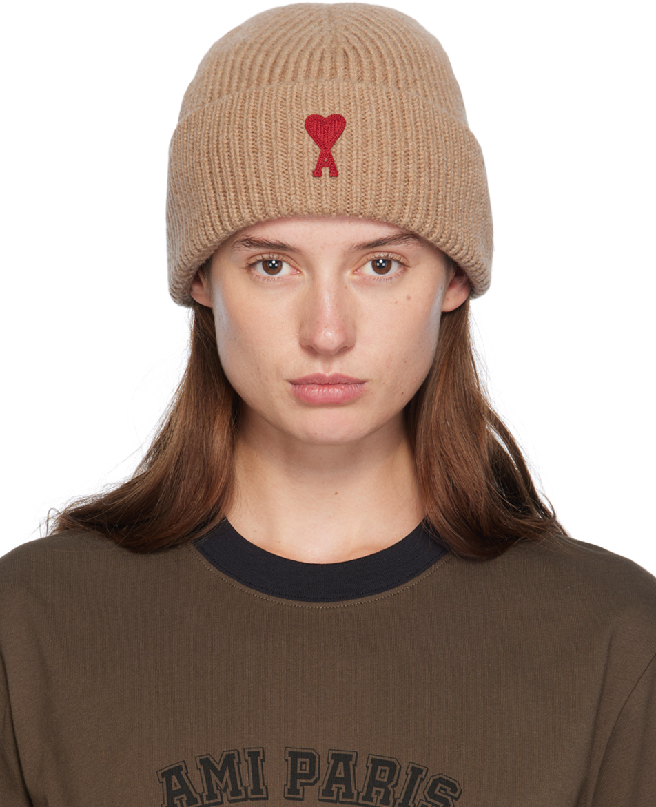 Tan Red Ami de Caur Beanie