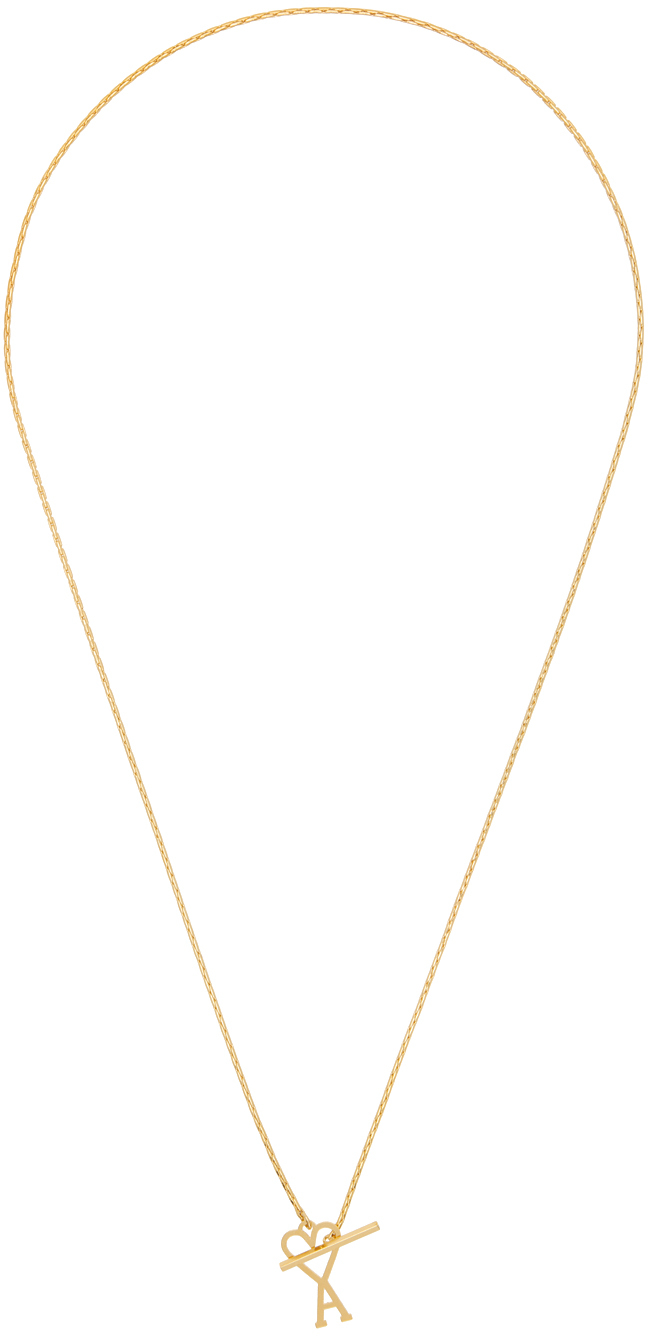 Shop Ami Alexandre Mattiussi Gold Ami De Cœur Necklace In Gold/902