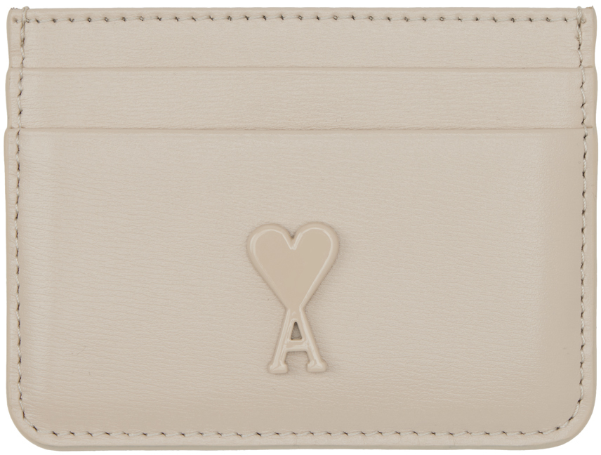 Shop Ami Alexandre Mattiussi ベージュ Ami De Cœur カードケース In Cream/721