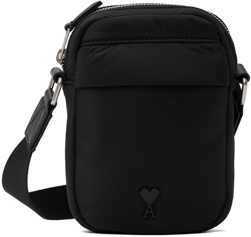 Shop Ami Alexandre Mattiussi Black Small Ami De Coeur Crossbody Pocket Bag In Black/001