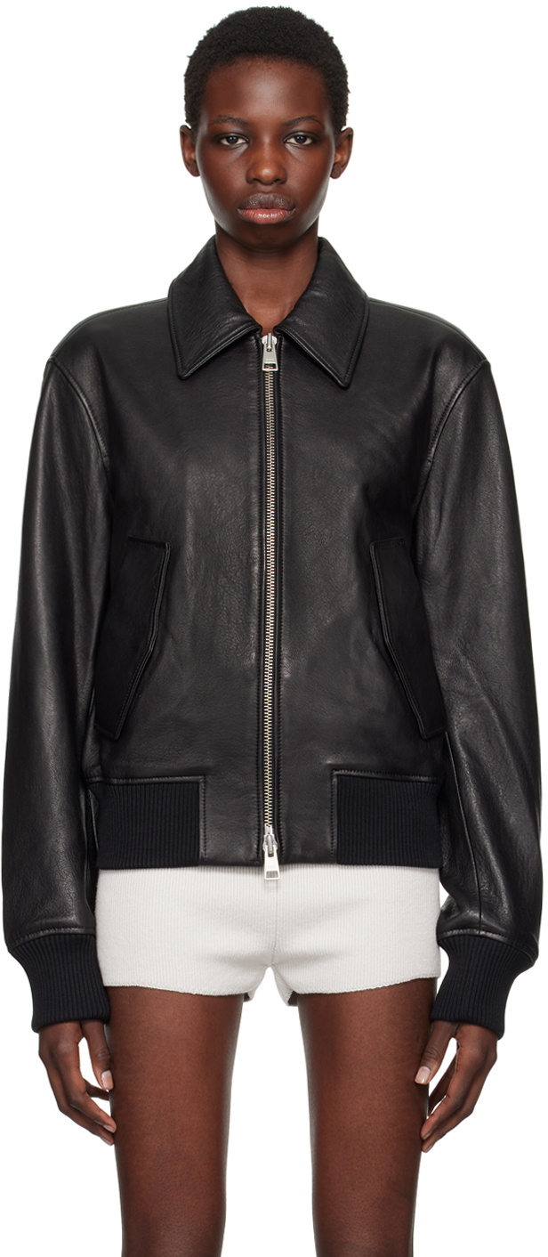 Black Zipped Leather Jacket