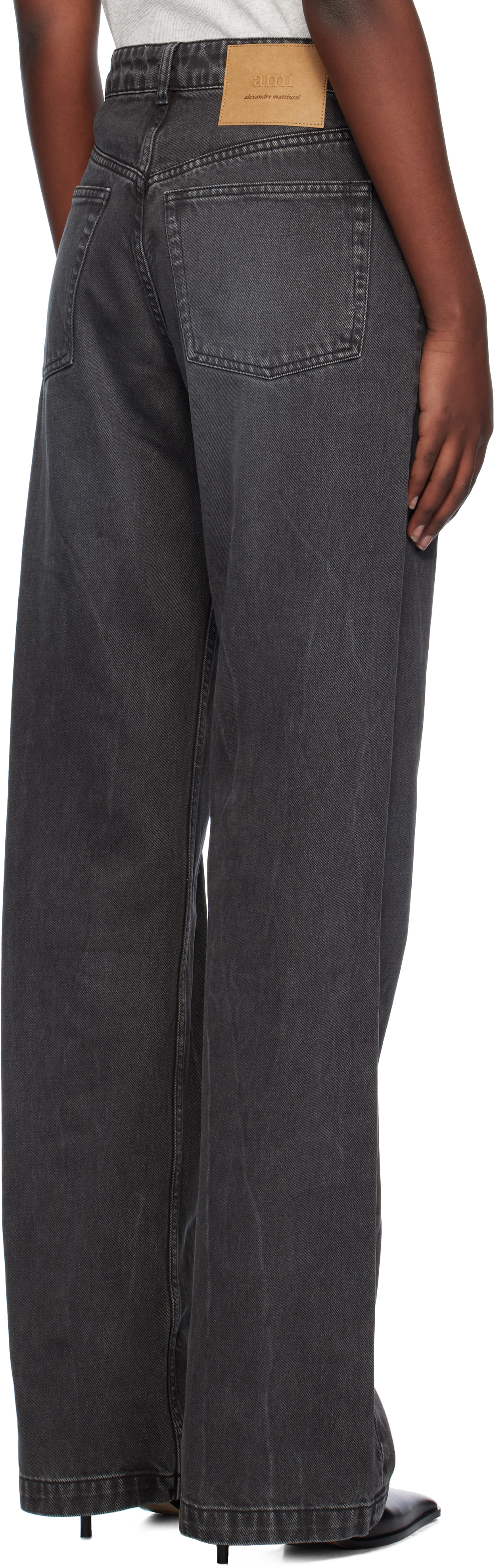 Ami Alexandre Mattiussi Gray Large Fit Jeans In Black/001