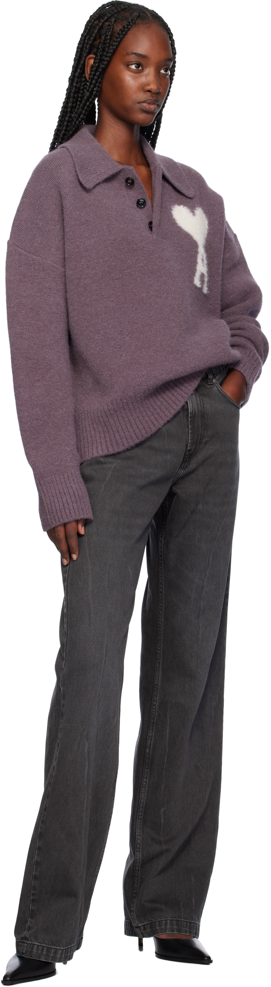 Ami Alexandre Mattiussi Gray Large Fit Jeans In Black/001