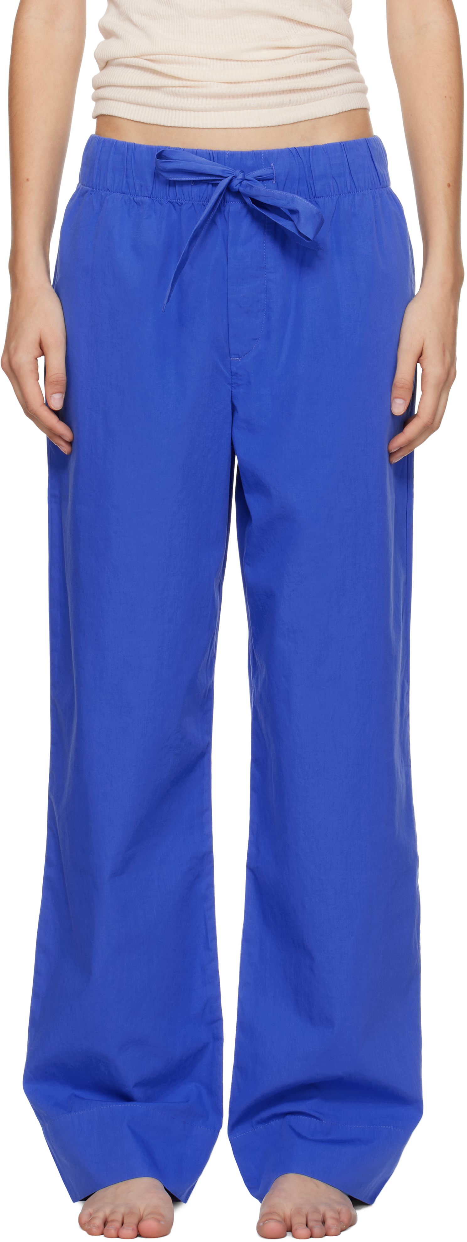 TEKLA BLUE POPLIN PYJAMA PANTS 