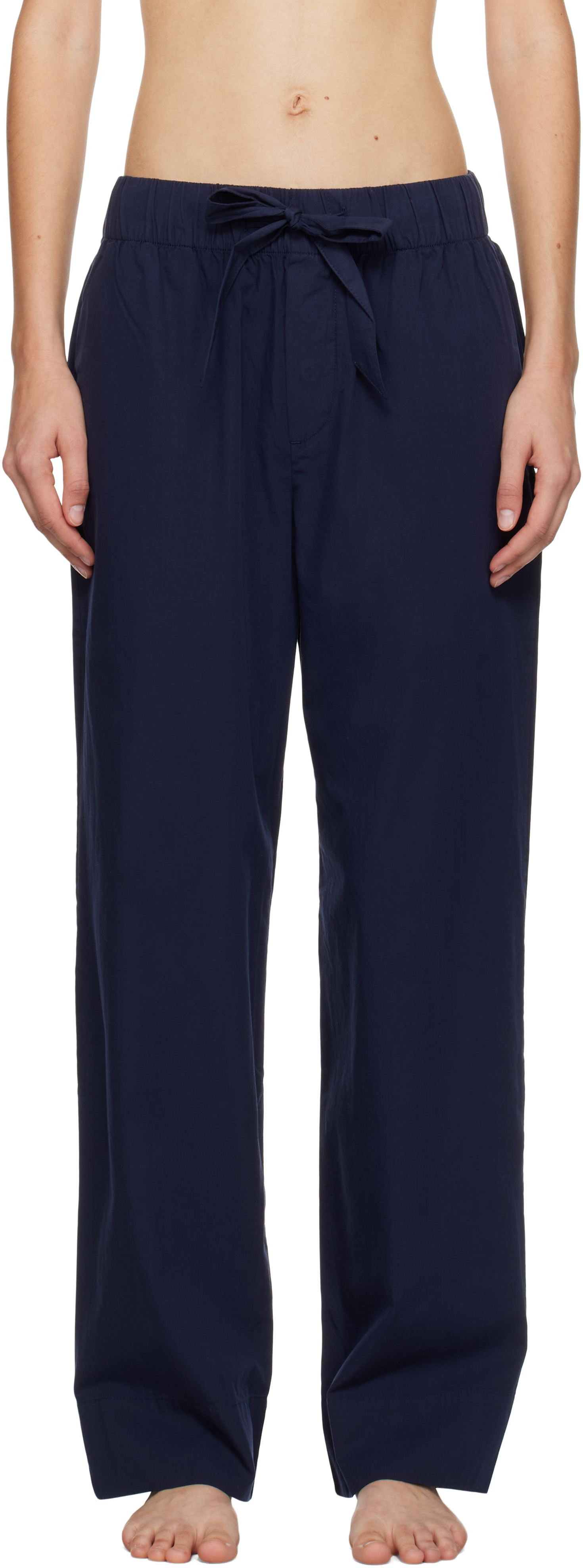 Shop Tekla Navy Poplin Pyjama Pants In True Navy