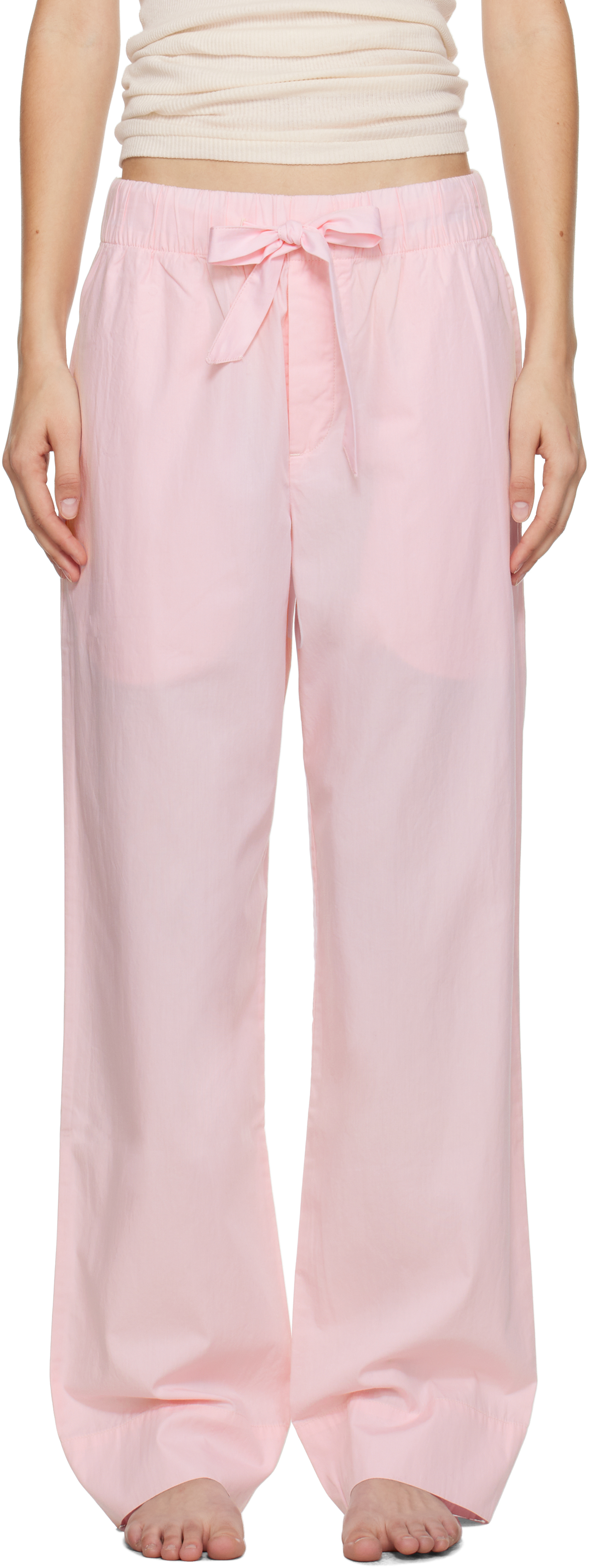 Shop Tekla Pink Poplin Pyjama Pants In Soft Pink