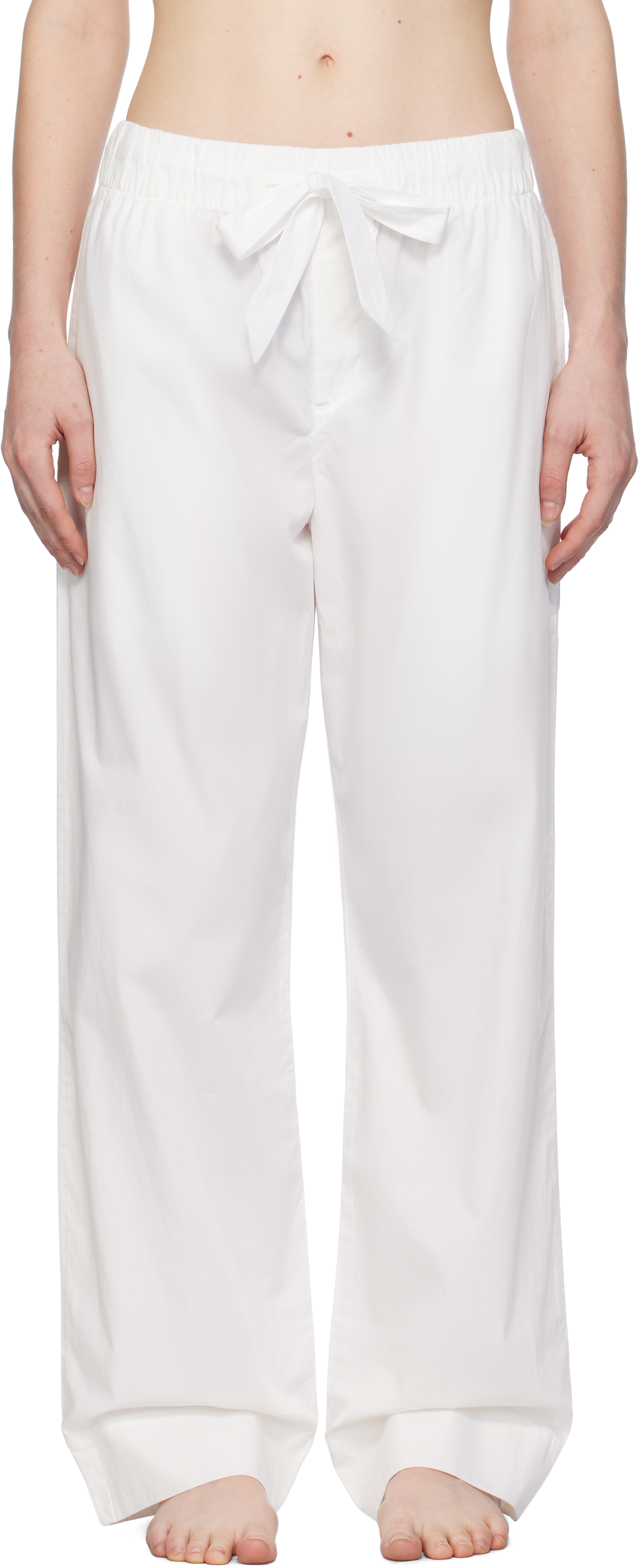 Shop Tekla White Poplin Pyjama Pants In Alabaster White