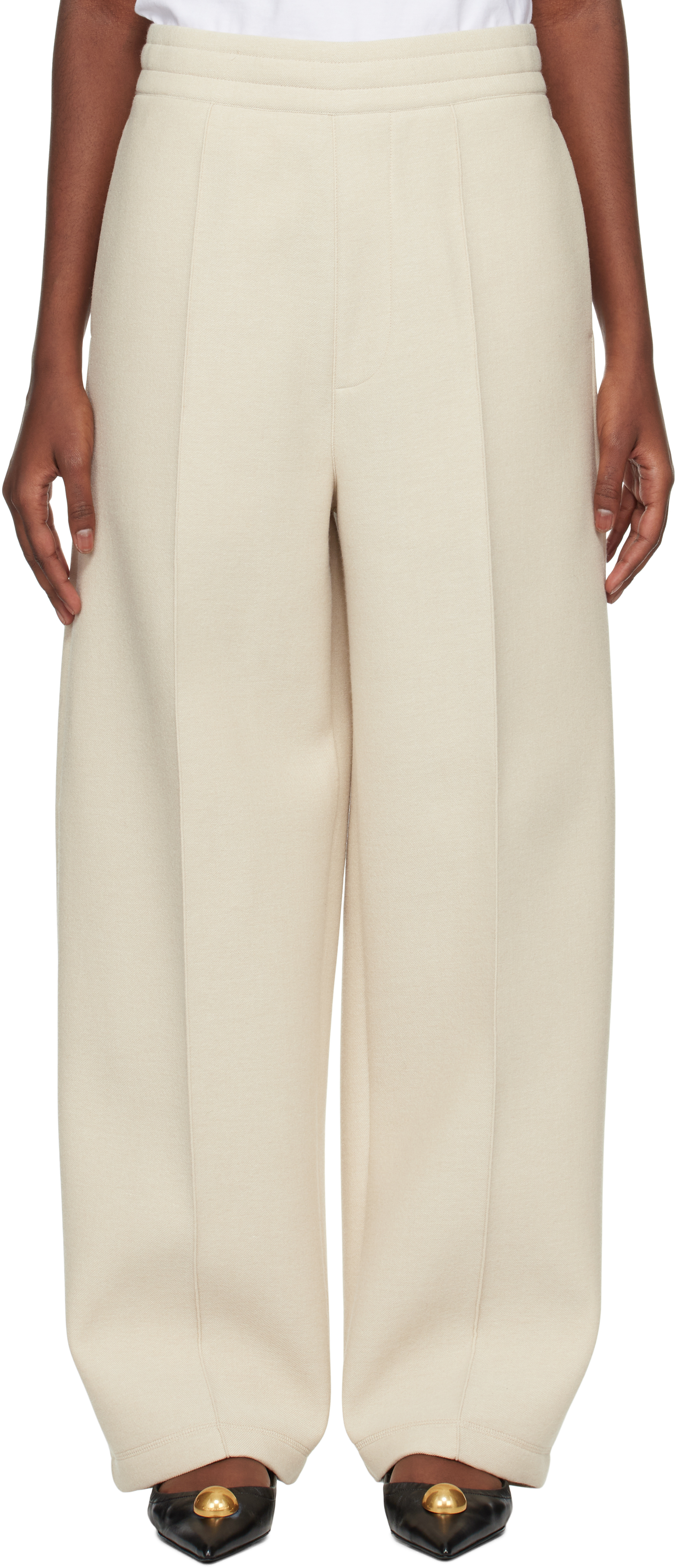 Ami Alexandre Mattiussi Off-white Ami Pleated Lounge Pants In Sand/255