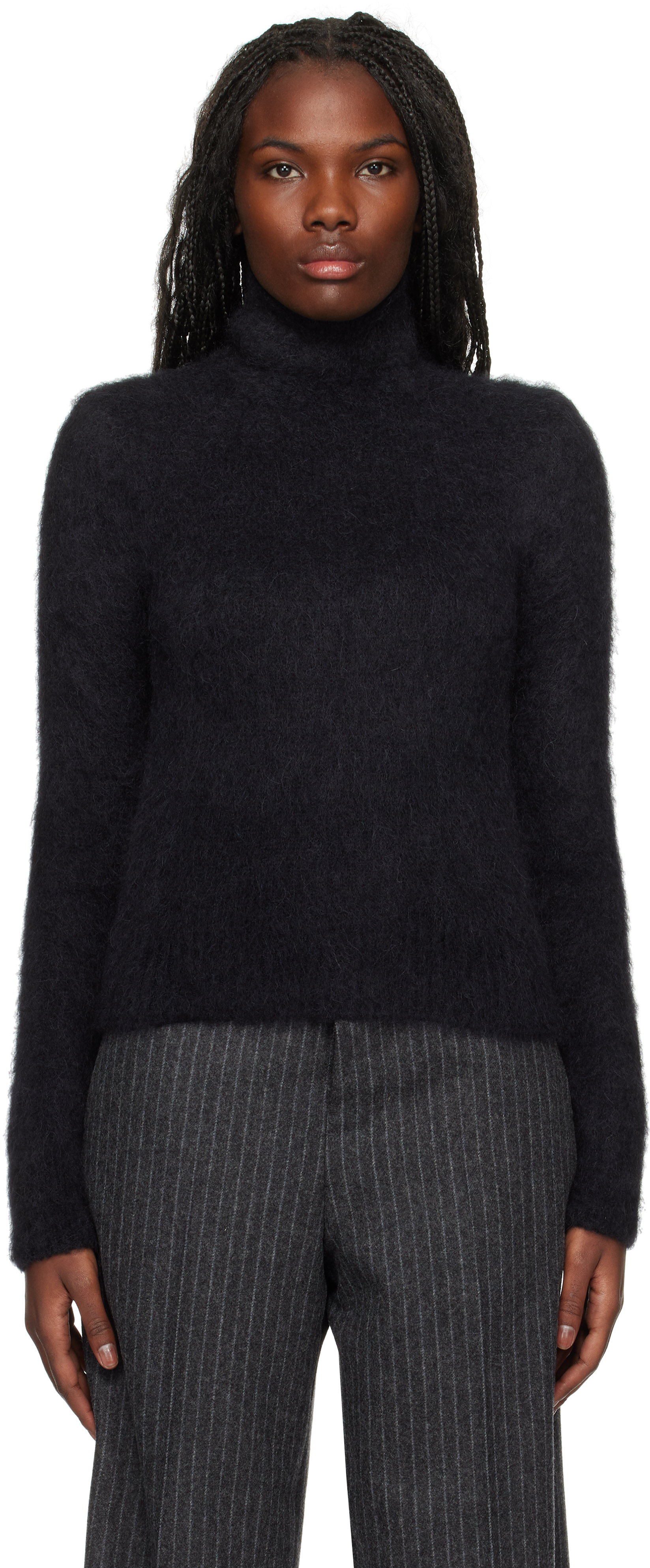 Shop Ami Alexandre Mattiussi Black Alpaca Mohair Brushed Turtleneck In Black/001