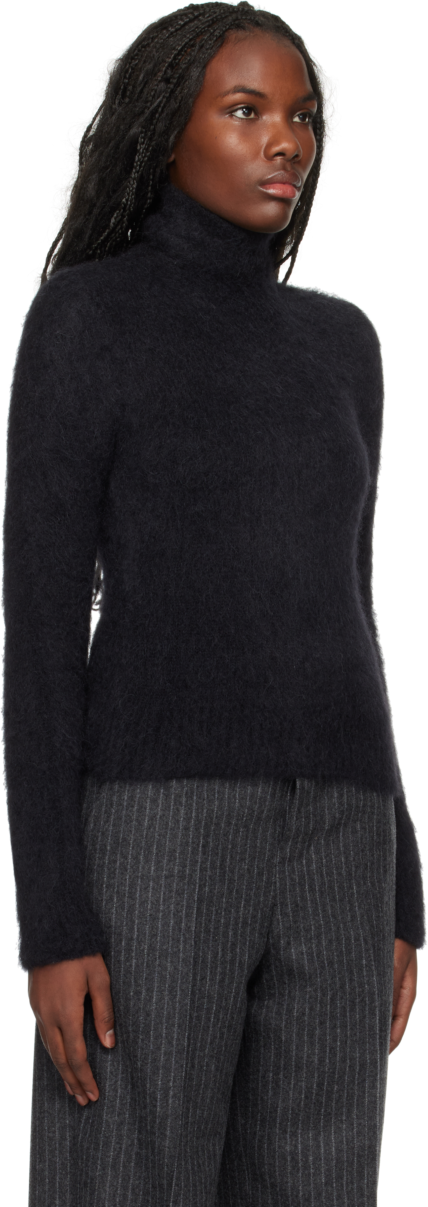 Ami Alexandre Mattiussi Ami Paris Slim Brushed Sweater Clothing In Black/001