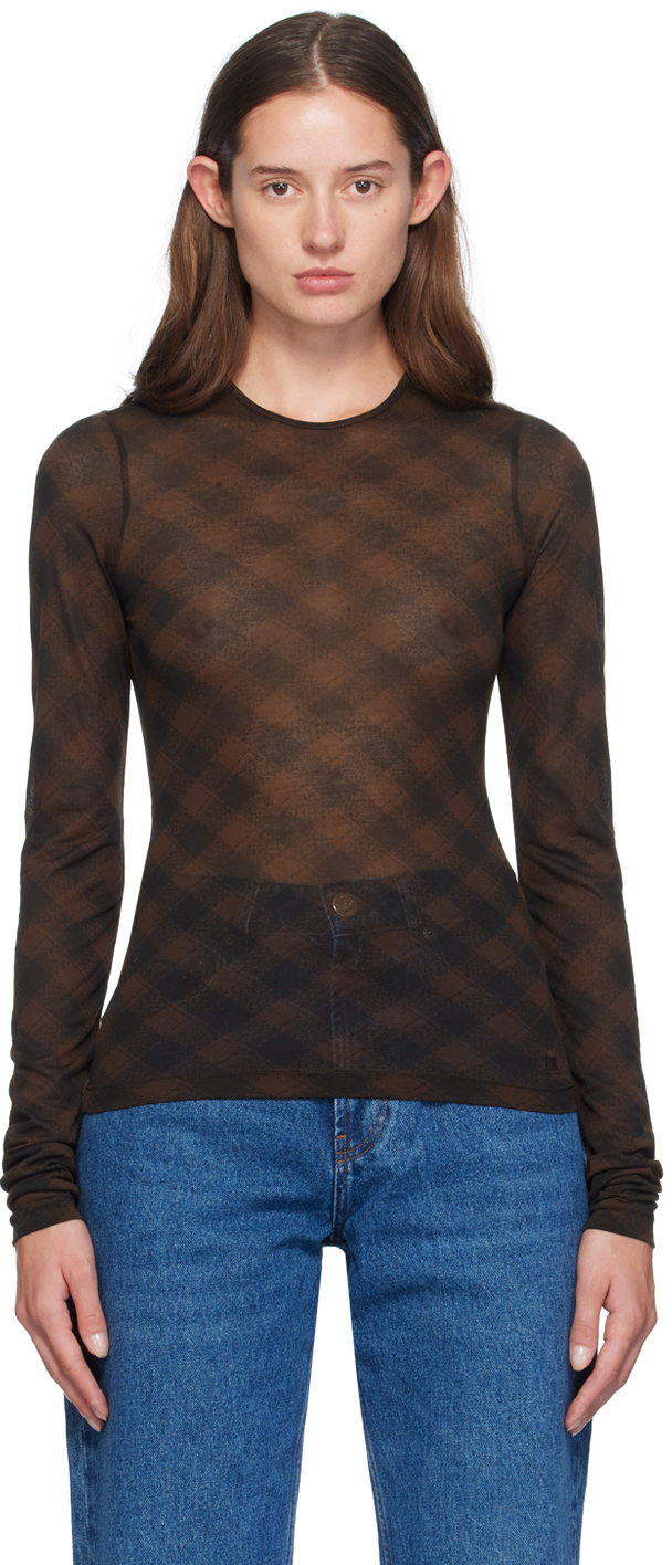 Brown Fluide Long Sleeve T-Shirt