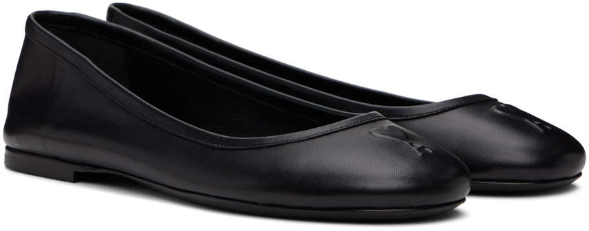 Ami Alexandre Mattiussi Ami Logo Embossed Round-toe Ballet Flats In Black/001