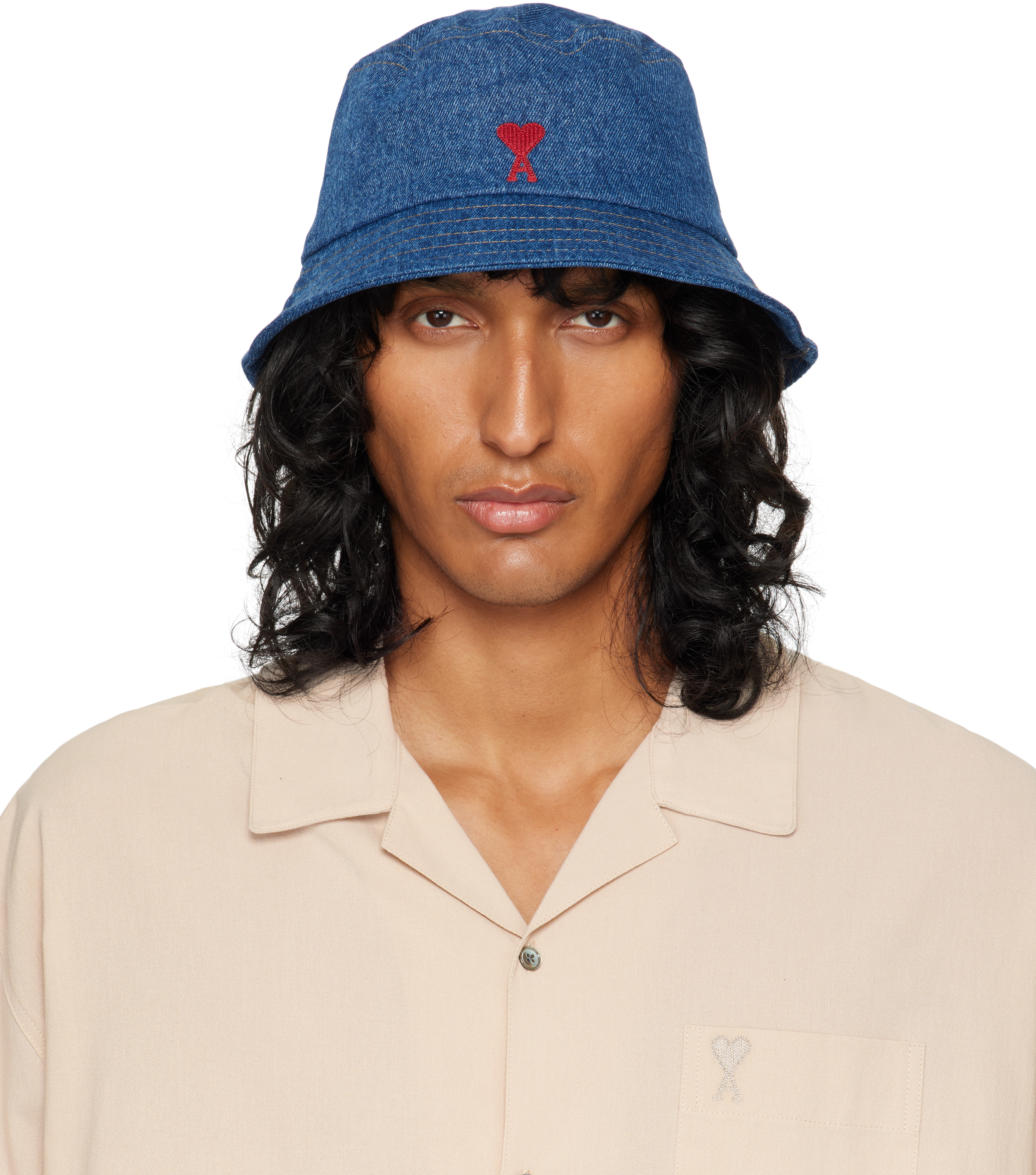 Blue Ami de Coeur Embroidery Bucket Hat