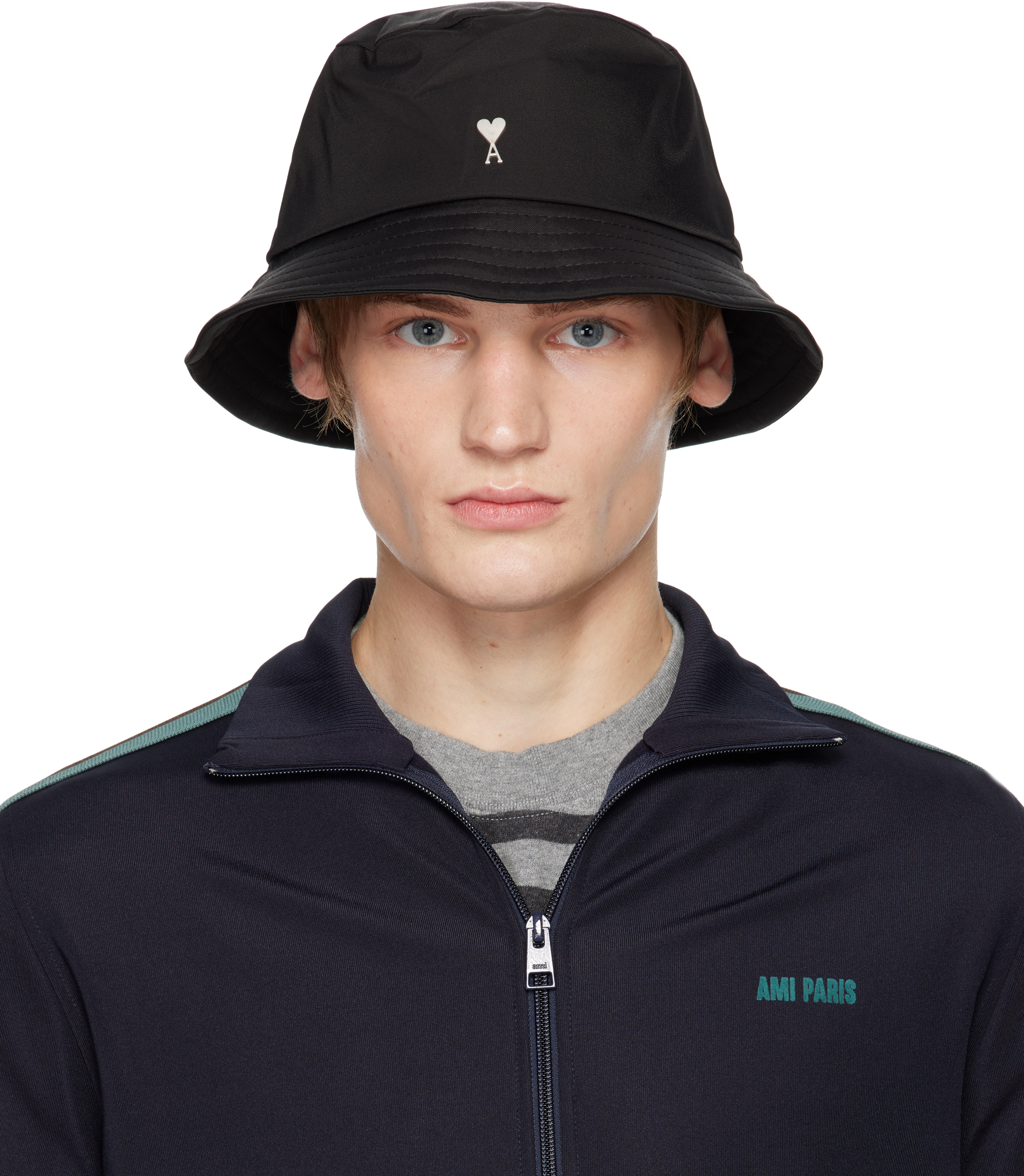 Shop Ami Alexandre Mattiussi Black Ami De Coeur Stud Bucket Hat In Black/001