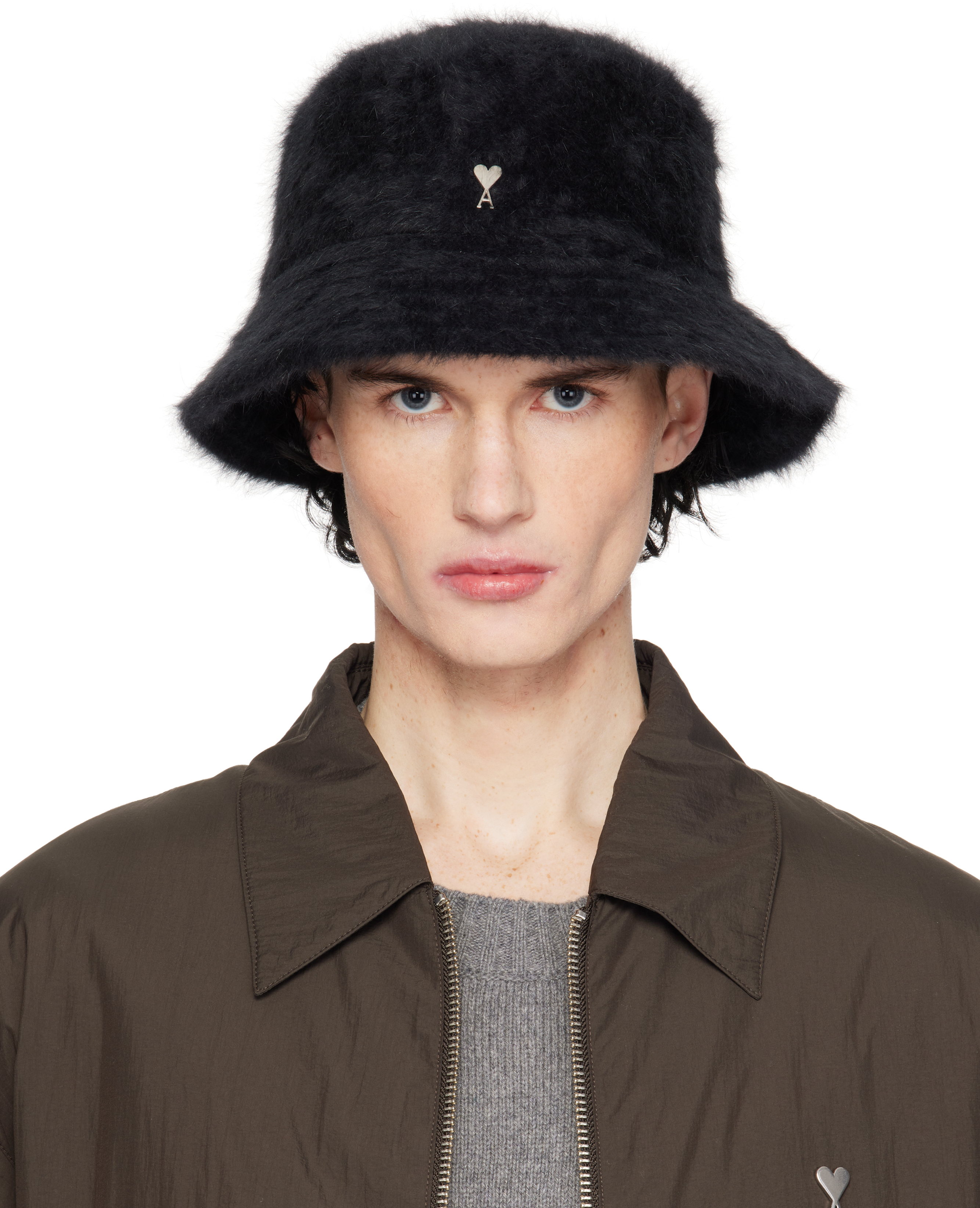 Black Ami de Coeur Stud Bucket Hat